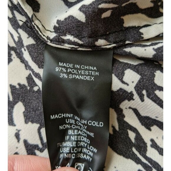 Vince Camuto Long Sleeve Silky Blouse Black & White Womens Small - Picture 9 of 11